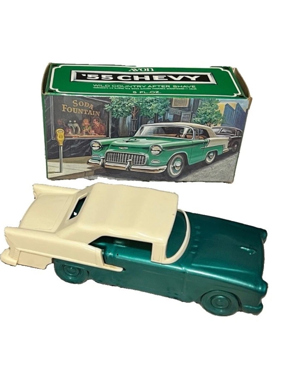 Vintage NIB New NOS Avon 55 Chevy Wild Country After Shave Decanter Full